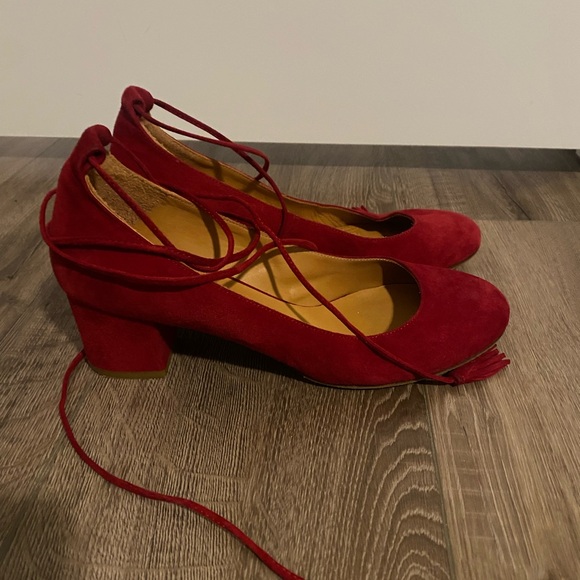 Sézane Valentina Babies in Crimson Suede- size 7.5/38 - Picture 3 of 10